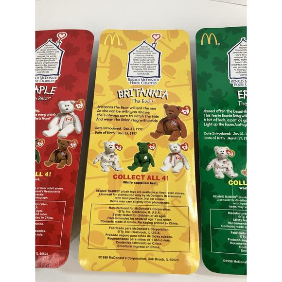 McDonald’s Happy Meal Ty Beanie Babies 1999 International Bear Bundle (4pcs) - Picture 9 of 13
